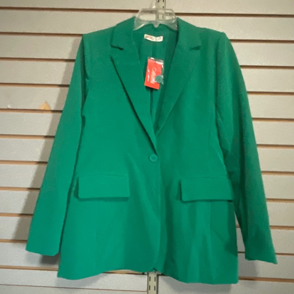 Intempo Womens Green Single Button Stretch Blazer‎ Jacket XS NWT Business Career